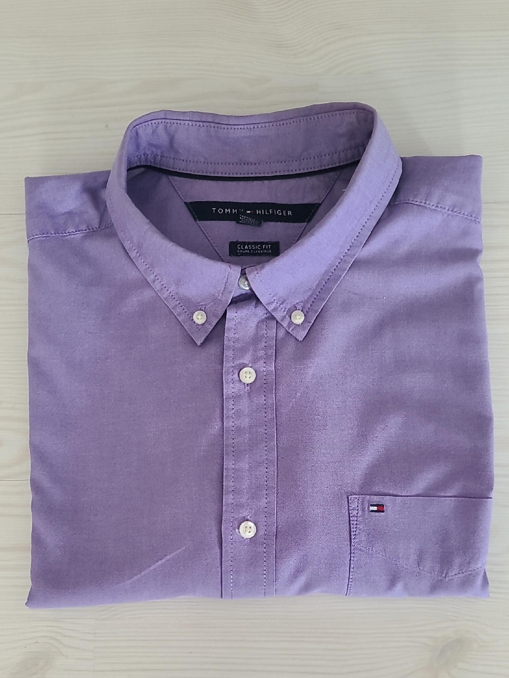 Men's Tommy Hilfiger Lavender Short-Sleeve Button-Down Shirt (Sz XL)